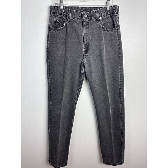 Vintage 90s Mens Levis 505 34x32 Orange Tab Black Denim Jeans Straight USA Made